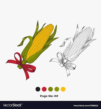 hand drawn corn for coloring books page
