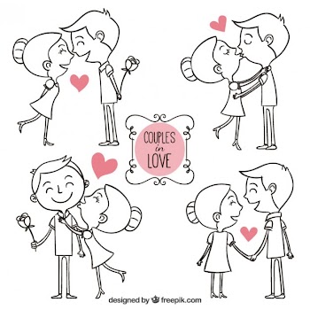 Hand drawn couples in love Free Vector