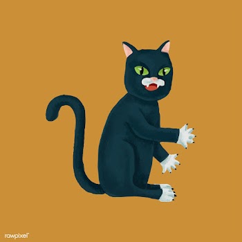Hand drawn crazy black cat | Free stock vector - 469112
