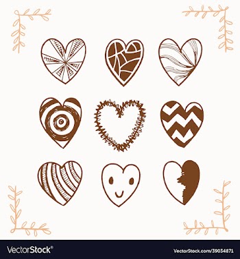 hand drawn cute brown hearts