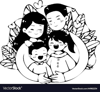 hand drawn cute happy family white transpa