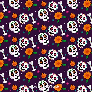 Hand drawn día de muertos pattern Free Vector