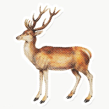 Hand drawn deer halftone style sticker overlay with a white border | Free  transparent png - 2346841