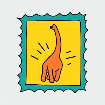 Hand drawn dinosaur on a stamp illustration | Free stock vector - 472248