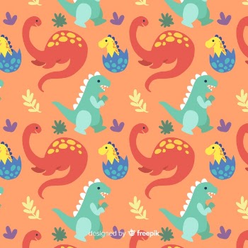 Hand drawn dinosaur pattern Free Vector