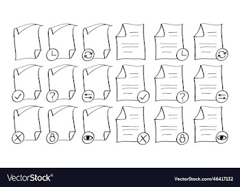 hand drawn document flow icons