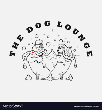 hand drawn doodle dog couple in the bath tub