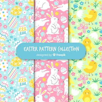 Hand drawn easter pattern pack