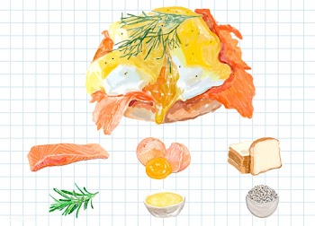 Hand drawn eggs benedict watercolor style | Free stock vector - 393015