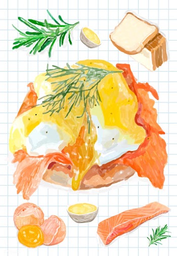 Hand drawn eggs benedict watercolor style | Free stock vector - 393051