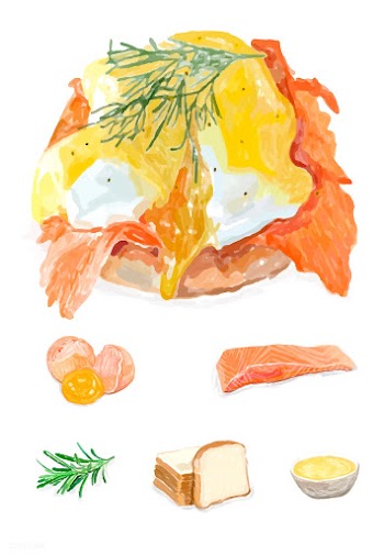 Hand drawn eggs benedict watercolor style | Free stock vector - 393115