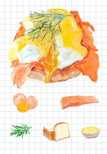 Hand drawn eggs benedict watercolor style | Free stock vector - 393394