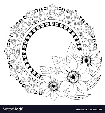 hand drawn element black and white mandala