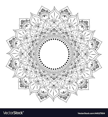 hand drawn element black and white mandala