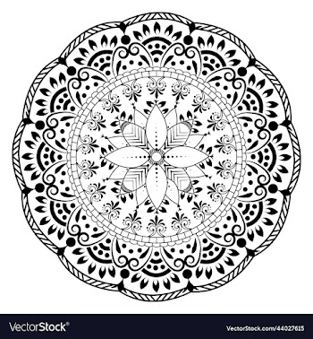 hand drawn element black and white mandala