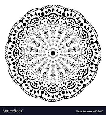 hand drawn element black and white mandala
