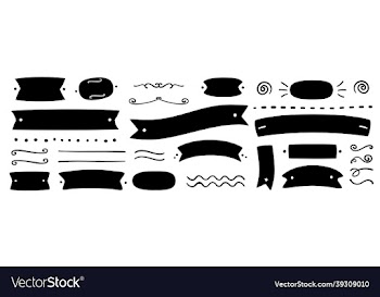 hand drawn elements ribbons lines dots stars