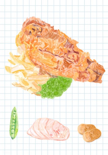 Hand drawn fish and chips watercolor style | Free stock vector - 393046