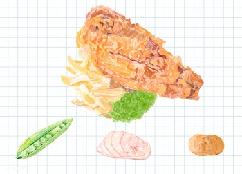 Hand drawn fish and chips watercolor style | Free stock vector - 393090