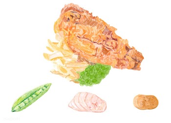 Hand drawn fish and chips watercolor style | Free stock vector - 393359