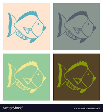 Hand drawn fish vector image