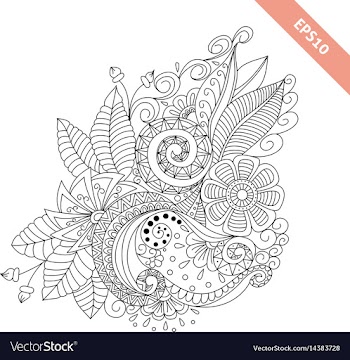 Hand drawn floral background doodle style vector image