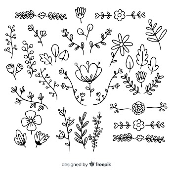 Hand drawn floral ornament set Free Vector
