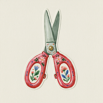 Hand-Drawn Floral Scissors Illustration