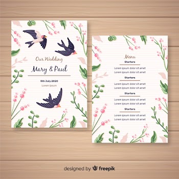 Hand drawn floral wedding menu template Free Vector