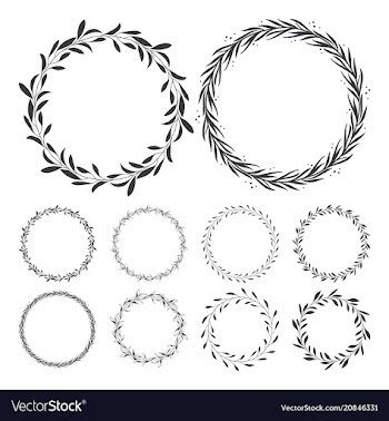 hand drawn floral wreath clip art round frame wit