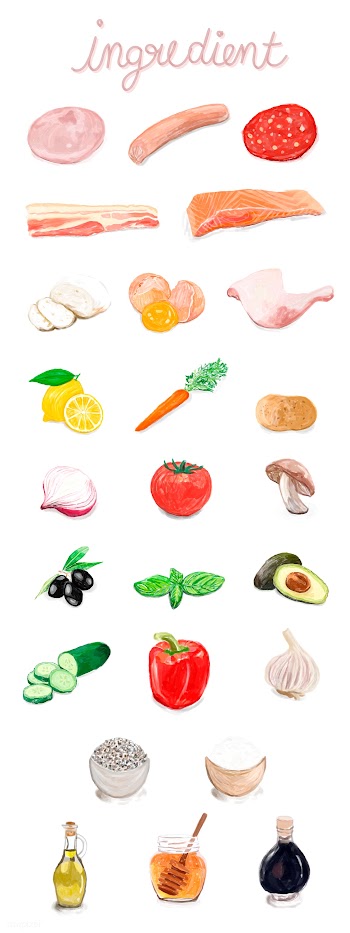 Hand drawn food ingredients watercolor style | Free stock vector - 393016