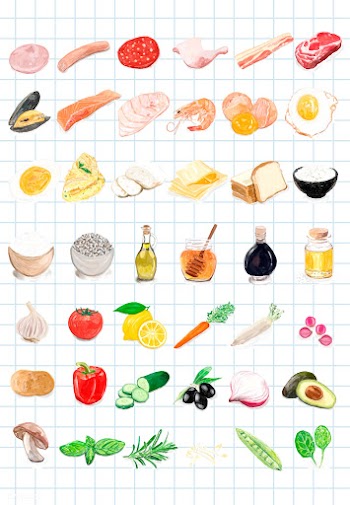 Hand drawn food ingredients watercolor style | Free stock vector - 393025