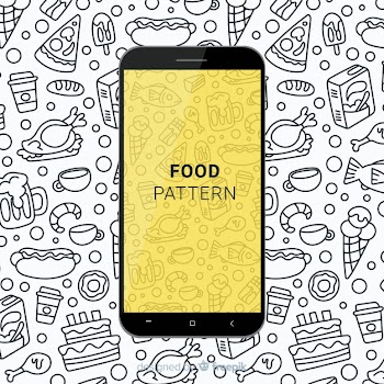 Hand drawn food mobile pattern 
