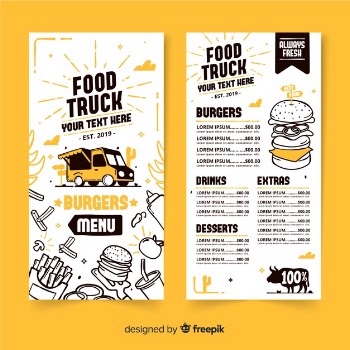 Hand drawn food truck menu template Free Vector