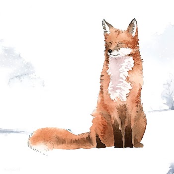 Hand-drawn fox in the snow watercolor style | Free stock vector - 489175