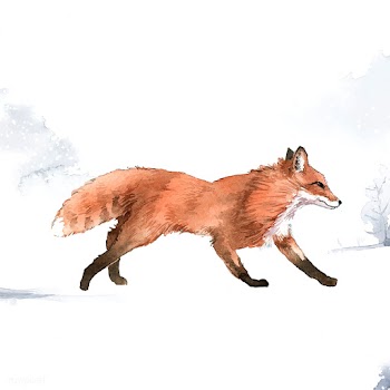 Hand-drawn fox in the snow watercolor style | Free stock vector - 489189