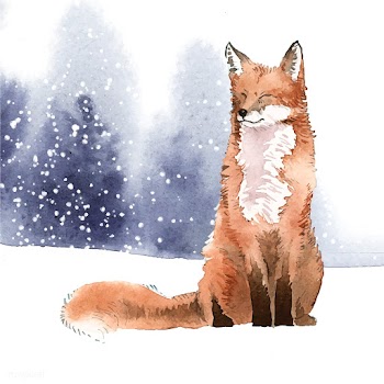 Hand-drawn fox in the snow watercolor style | Free stock vector - 489420