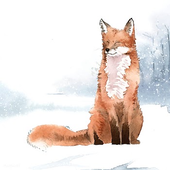Hand-drawn fox in the snow watercolor style | Free stock vector - 489435