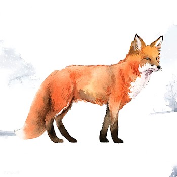 Hand-drawn fox in the snow watercolor style | Free stock vector - 489440