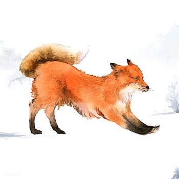 Hand-drawn fox in the snow watercolor style | Free stock vector - 489478