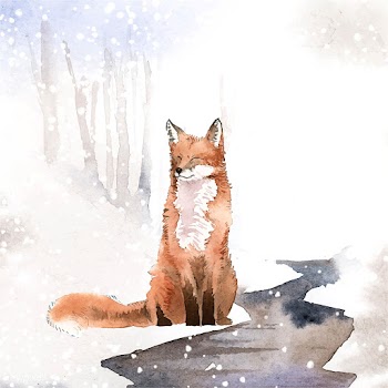 Hand-drawn fox in the snow watercolor style | Free stock vector - 489489