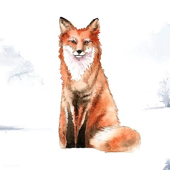 Hand-drawn fox in the snow watercolor style | Free stock vector - 489492