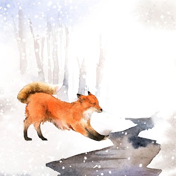 Hand-drawn fox in the snow watercolor style | Free stock vector - 489509