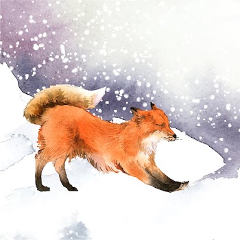 Hand-drawn fox in the snow watercolor style | Free stock vector - 489516