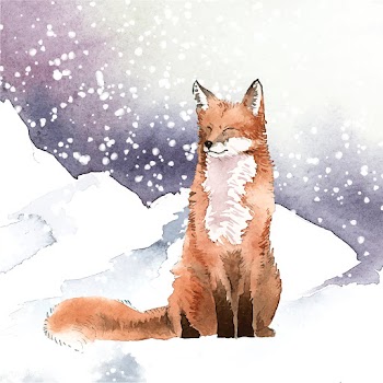 Hand-drawn fox in the snow watercolor style | Free stock vector - 489529