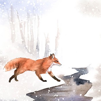Hand-drawn fox in the snow watercolor style | Free stock vector - 489544