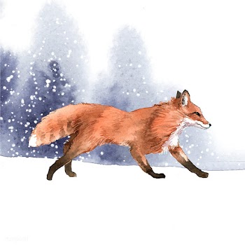 Hand-drawn fox in the snow watercolor style | Free stock vector - 489552