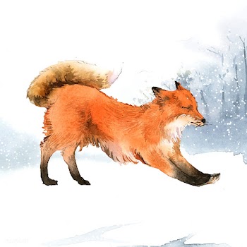 Hand-drawn fox in the snow watercolor style | Free stock vector - 489566