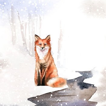 Hand-drawn fox in the snow watercolor style | Free stock vector - 489575