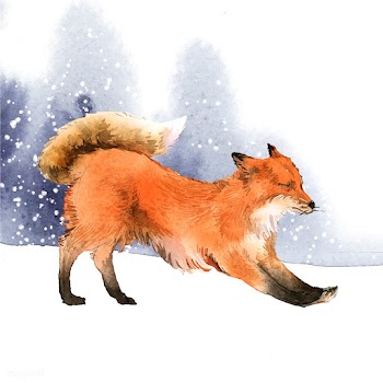 Hand-drawn fox in the snow watercolor style | Free stock vector - 489584